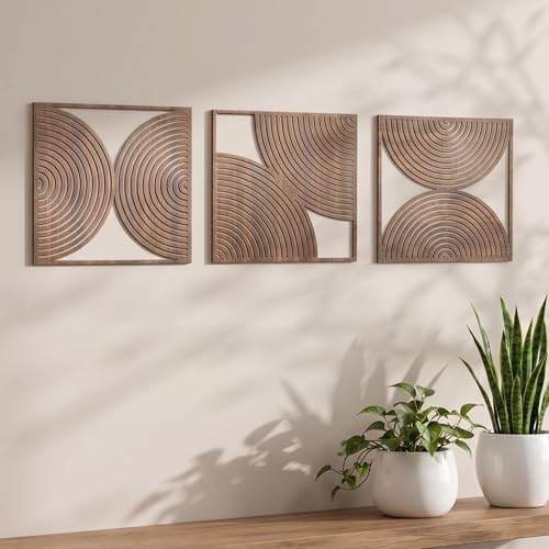 Yerliker 3 Pcs Modern Wall Decor, Mid Century, 11.8 x 11.8 x 0.2 Inch by Yerliker