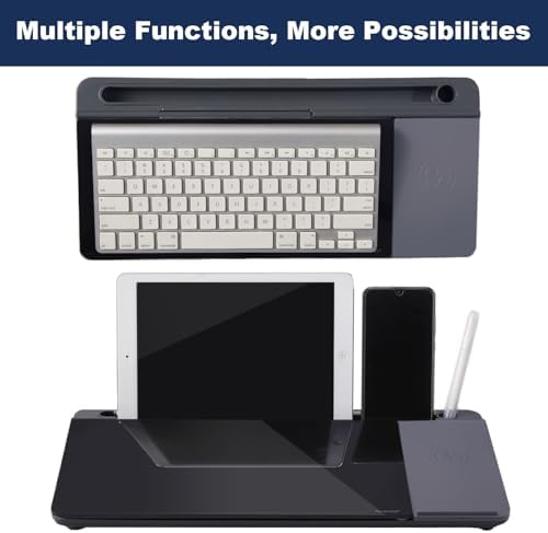 Small Glass Desktop Whiteboard Dry-Erase-Board - Computer Keyboard Stand with Wireless Charger White Board Surface Pad with Drawer, Desk Organizers with Accessories for Office, Home, School Supplies - Image 5