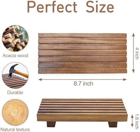 Acacia Wood Riser for Bathroom Counter Tray Decor Kitchen Sink Soap Dish - Image 4