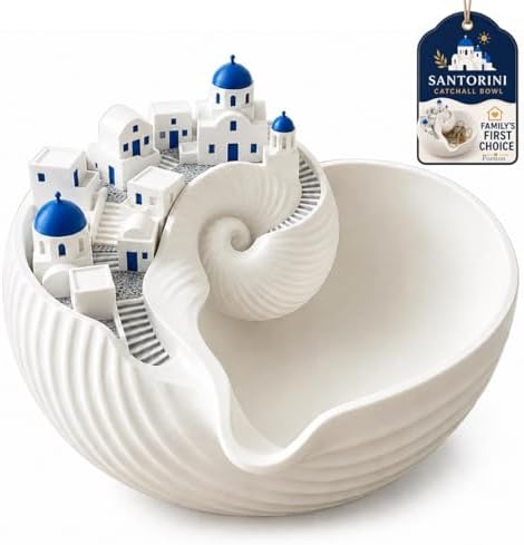 Santorini Catchall Bowl - 3D Printed Shell Tray, Greek Island Organizer for Keys, Coins and Jewelry, Decorative Trinket Dish for Entryway Table, Dresser or Nightstand, Coastal Decor by Porston