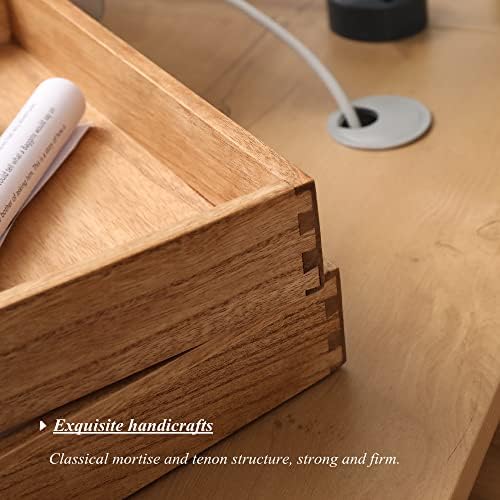 DDYURI Wood Stackable Paper Trays for Office Supplies and Accessories - Desk Organizer Tray for Letter Document Magazine -Wooden Desktop File Folder Holder Shelf 2 Set Light(2CTP-LT) - Image 4