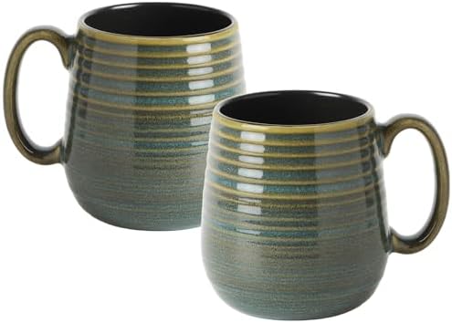 20 oz Large Coffee Mug for Women and Men, Large Ceramic Mug (Green, 2PCS) by masoline