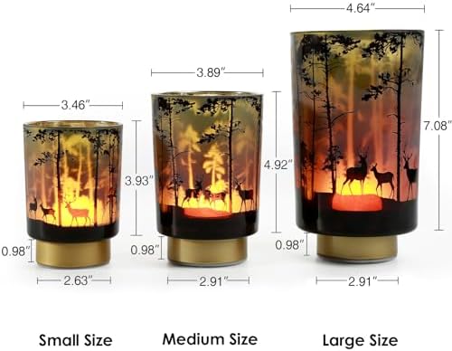 Eywamage Battery Operated Table Lamp with Remote, Forest Deer Cordless Glass Lamp for Bedroom Living Room Kitchen - Image 2