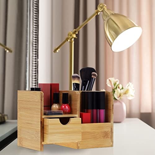 Relaxdays Desk Organiser, Drawer & Shelf, 2 Compartments, Natural - Image 5