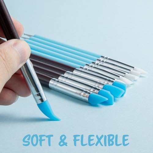 UUSYCUN 10PCS Silicone Clay Sculpting Tool, 2-Way Clay Shaper & Sculpter Brushes Tools for Modeling, Dotting, Polymer Clay, Pottery Crafts, Nail Art, Rock, Blending, Drawing, Air Dry Clay, Ceramics - Image 4