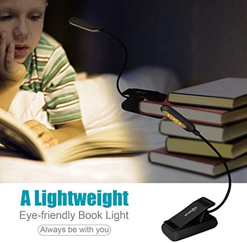 VAVOFO Clip On Rechargeable Reading Light, 7 LEDs with 3 Colortemperature 9 Brightness Levels Book Lights for Reading in Bed with Power Indicator for Bookworms (2 Pack Black) - Image 2
