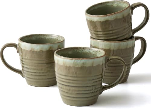 Ava Nord Reactive Glaze Stoneware Ceramic Coffee Mugs 4 Pack - 14oz - Green by AvaNord