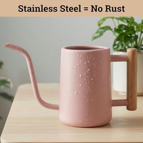 Metal Small Indoor Watering Can with Long Spout & Real Wood Handle, 35oz - Image 3
