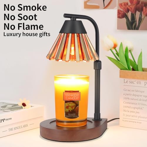 Dimmer Candle Warmer Lamp with Timer Adjustable Height Electric Wax Warmer for Jar Candles Home Offices Decor Birthday for Women Mom Grandma (Gold-Yellow) - Image 5