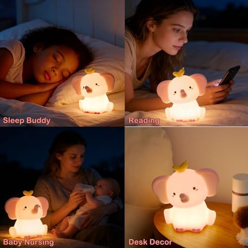 Elephant Lamp, Elephant Cute Night Light Gifts, Rechargeable Bedside Nightlight, Dimmable Squishy Silicone Animal Touch Lamp, Baby Room Decor, Small Night Light for Kids Teens Boys Girls Lovers - Image 5