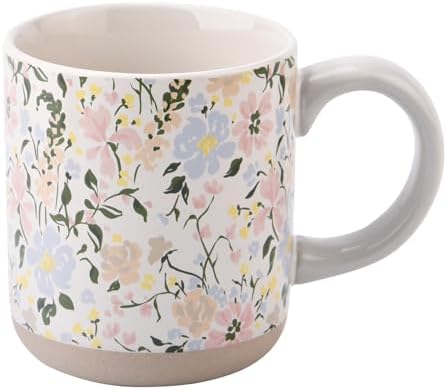 Sweet Water Decor Floral Stoneware Coffee Mugs - 14oz Cute Coffee Cups for Hot & Cold Drinks - Dishwasher & Microwave Safe - Spring Home Decor and Gift - Ideal Tea & Espresso Mugs by SweetWaterDecor