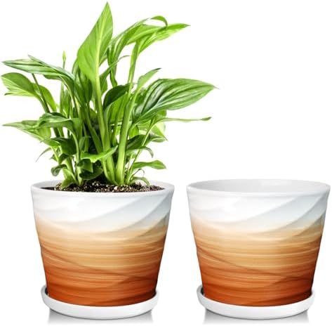 6 Inch Ceramic Plant Pot(6.7 in Diameter,2 Pack) by YUFDA