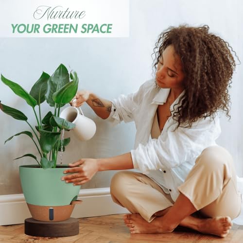 2 Pack 10 inch Self Watering Planters, PP Plastic Plant Pots for Outdoor - Image 4