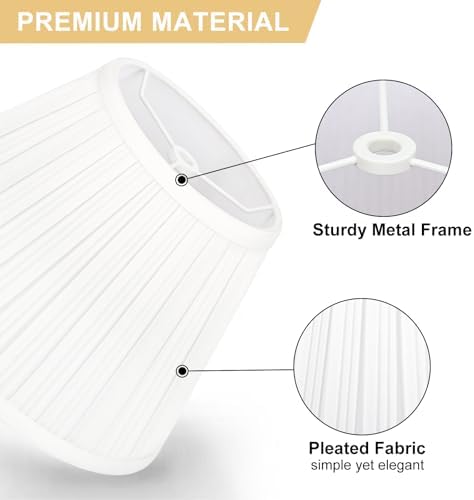 Small Pleated Lamp Shades Set of 2, 5.5"Top x 10"Bottom x 6.6"High, White - Image 3