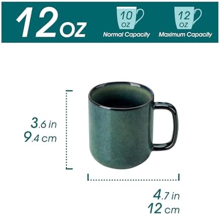 vancasso STARRY Coffee Mugs Set, 12 oz Ceramic Coffee Cups for Latte Hot Tea Cappuccino Cocoa Milk Stoneware Cups Set of 6, Dishwasher & Microwave Safe, Green - Image 2