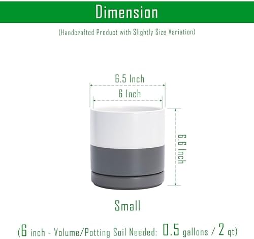 D'vine Dev 6.5 Inch Ceramic Planter Pot, White/Grey, 94-O-C-6 - Image 3