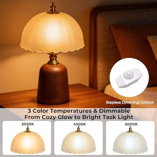 Small 13 Inch Dimmable Rubberwood Table Lamp - Image 4