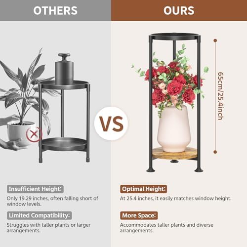 LASZOLA Plant Stand Tall Flower Holder for Indoor Corner, 2 Tier Black - Image 6
