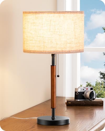 EDISHINE Modern Mid Century Table Lamp, Pull Chain Switch, 21.65 Inch, E26 by EDISHINE