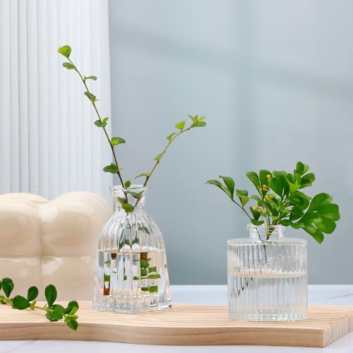 Glass Bud Vases Set of 4, Small Flower Vases for Wedding Centerpiece - Image 3