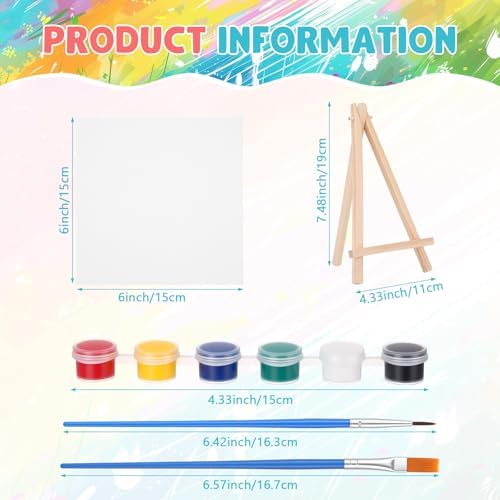 Qilery 18 Sets Mini Canvas with Easel Acrylic Painting Kit, 6 x 6 Inch - Image 2
