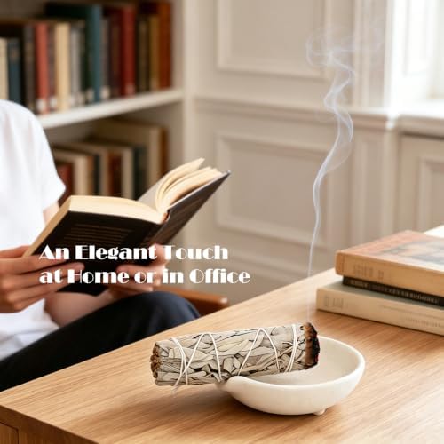 Incense Holder for Sticks Cones Tealight Candles Bricks Sage Palo Santo Multifunctional Incense Burner Bowl with Brass Holders Ceramic Incense Stick Holder with Ash Catcher - Image 3