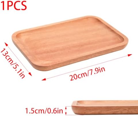 7.9" Small Wooden Tray,Rectangular Mini Serving Wood Bathroom Tray - Image 2