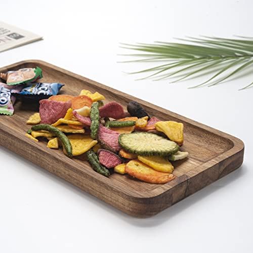 Bathroom Vanity Tray, Acacia Wood Counter Tray, Toilet Tank Tray, Appetizer Charcuterie Snack Serving Board, 11.8 x 5.5 x 0.8 inch - Image 5