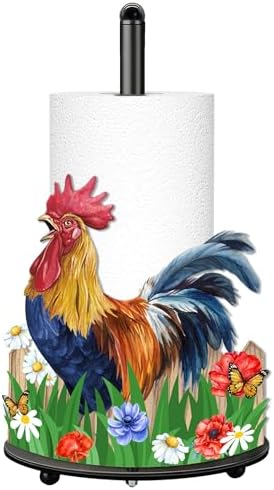 Rooster Paper Towel Holder, Rooster Decor for Countertop Cute Farmhouse Home Table, Housewarming Birthday Gifts for Farm by Taesun