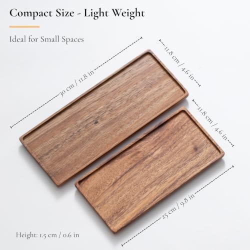 Vandroop Mini Wooden Serving Platter, Small Wood Serving Tray 11.8 x 4.6 in - Image 2