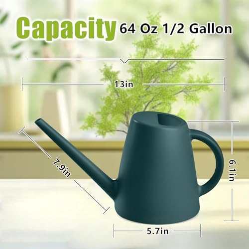 ZXJ Plant Watering Cans for Indoor and Outdoor Home Garden Plants - with Long Spout - Blackish Green - 1/2 Gallon - Image 2