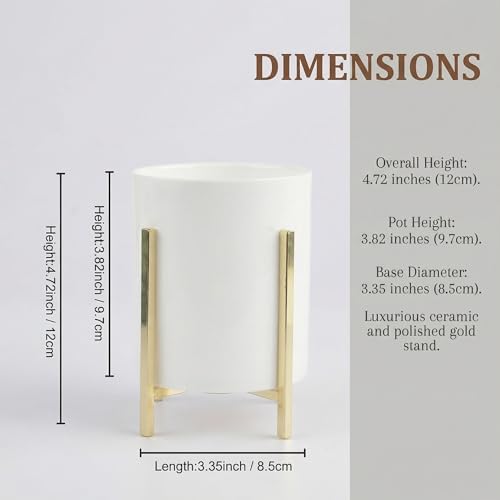 4.72" Gold Pen Holder Aesthetic Pencil Holder for Desk, Gold Desk Organizers and Accessories for Women Girls, Ceramic Pen Holder for Office - Image 2