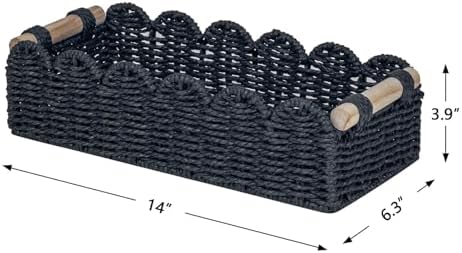 CubesLand Scalloped Toilet Paper Storage Basket W/Handle for Home Decor - Image 3