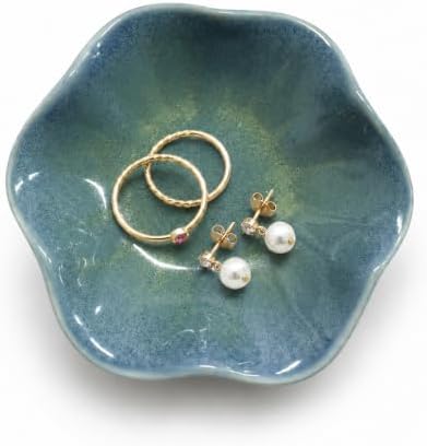 Ceramic Jewelry Tray, Lotus Leaf Ring Dish, Trinket tray Necklace Earrings small jewelry dish, Decorative Bowl for Dresser and Nightstand, Key Tray for Entryway, Gifts for Women, Green by Unknown