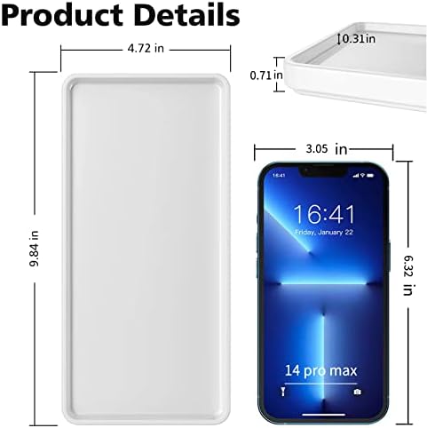 Gurygo 2 Pack 10" Bathroom Tray, Ceramic Vanity Trays for Bathroom, Small Ceramic Trays, Kitchen Soap Tray for Kitchen Counter (White, 10",Set/2) - Image 3