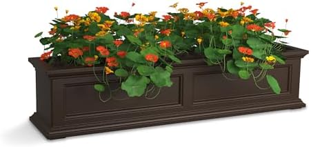 Mayne Fairfield 48in Self-Watering Rectangular Window Box Planter, Espresso by Mayne