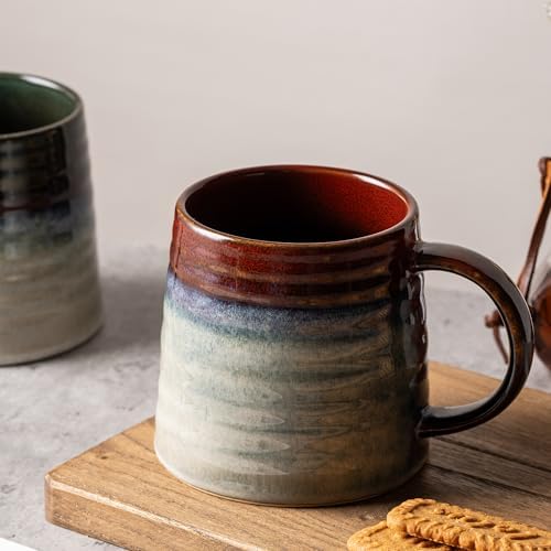 15.5oz Large Heavyweight Ceramic Mug, Reactive Gl (Black-Red) - Image 5