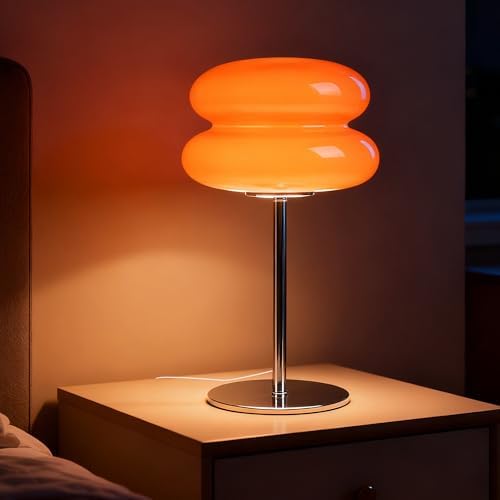 Bedroom Mushroom lamp, Medieval Modern Bedside Table lamp for Night Stands, Vintage dimmable Small Lamps, Cute Cool Desk Lamps Home Room Aesthetic Decor for Living Room(Orange) by Unknown