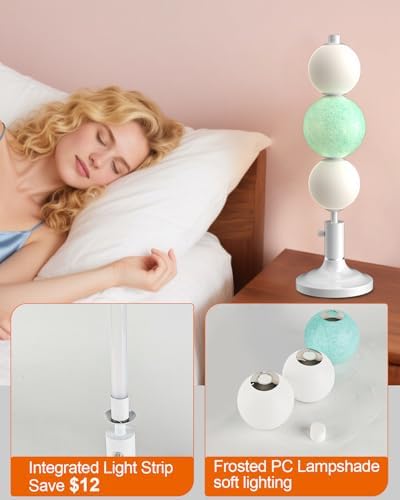 Lightdot Globe Table Lamp for Bedroom, Mid Century Modern Desk Lamp - Image 4