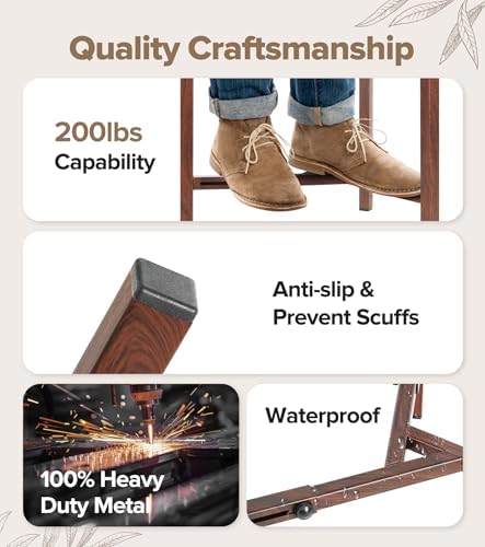 Plant Stand Indoor Adjustable, Metal Modern Indoor Plant Stand, Heavy Duty Plant Stands Outdoor Corner, Stable Plant Holder, Fits 8 to 12 Inches Pots, 1 Pack, Walnut Wood-Grain - Image 5