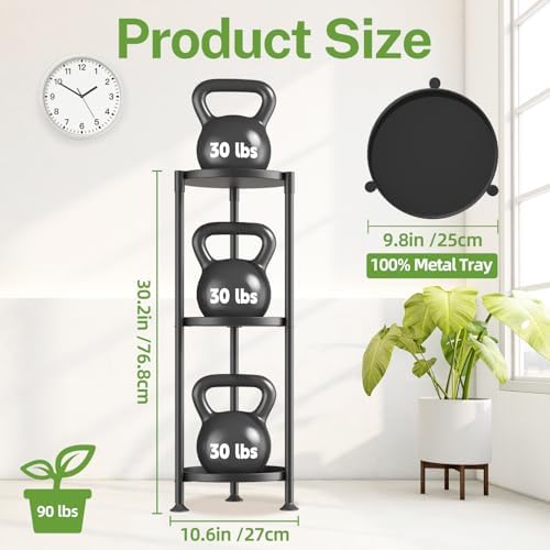 iDavosic.ly 3 Tier Plant Stand Indoor Outdoor, 10 In Wide Metal Tray, Black - Image 3