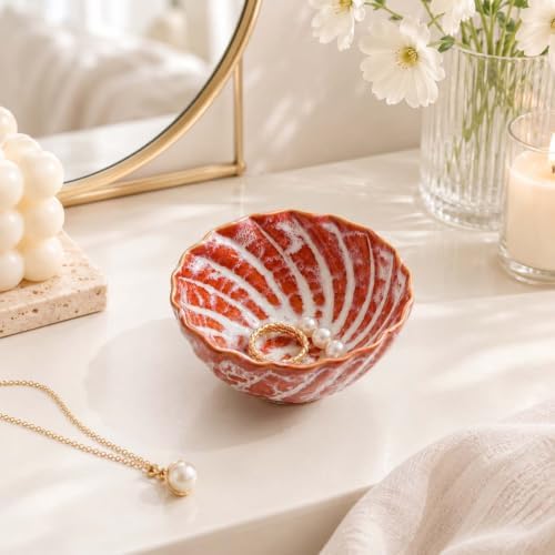 Orange Glazed Ceramic Ring Holder Jewelry Dish Tray Small Trinket Tray - Image 2