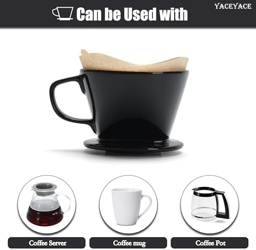 Ceramic Pour Over, Black Ceramic Pour Over Coffee Dripper,3 Holes - Image 6