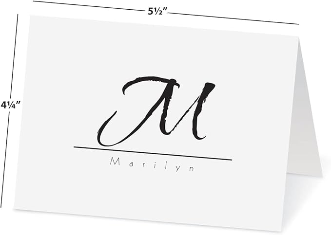 Inspirational Personalized Note Card (3 Color Choices) - 24 Cards with White Envelopes, 4¼ x 5½ Inch Size, Blank Inside, Add a Name and Initial, For Thank You Notes, or Graduation Gifts