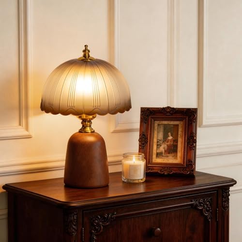 Small 13 Inch Dimmable Rubberwood Table Lamp - Image 4