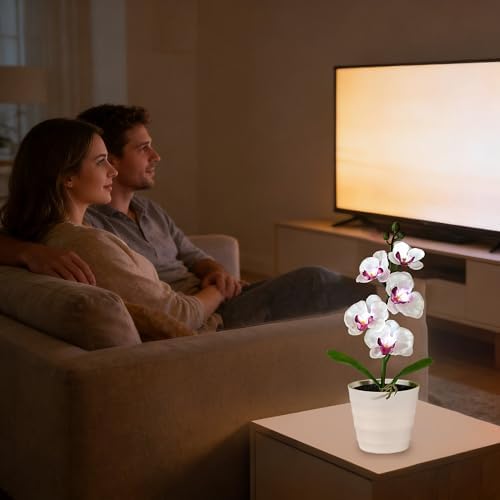 Artificial White Phalaenopsis Orchid Flower Lamp, Flower Night Light for Bedroom Wedding Bar Coffee Shop Decor, Gifts for Women Mom Grandma Friend Birthday Christmas Valentines Mothers Day - Image 4