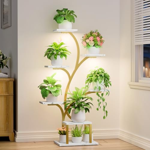 BACEKOLL Plant Stand Indoor with Grow Light, 7 Tier 49" Lighted Plant Shelf by BACEKOLL