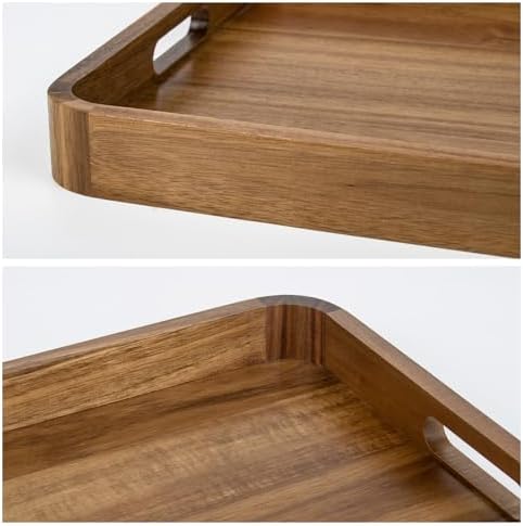 HILLSPRING Acacia Wood Serving Tray with Handles, 17" x 13" - Image 4