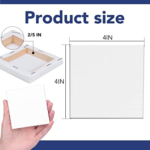 ESRICH Mini Stretched Canvas 12 Pack 4x4inch, 2/5''Profile Art Primed Canvases for Painting, 100% Cotton Small Professional Stretched Canvas for Kids and Art Supplies,for Acrylics,Oils&Other Painting. - Image 2