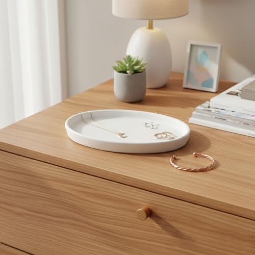White Ceramic Trinket Tray Decorative Jewelry Dish for Vanity Ring - Image 5
